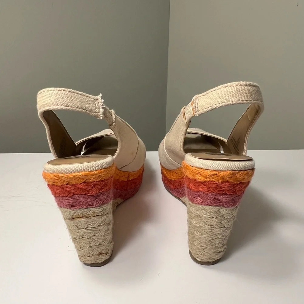 SO Beige Wedges with Orange and Purple Accents